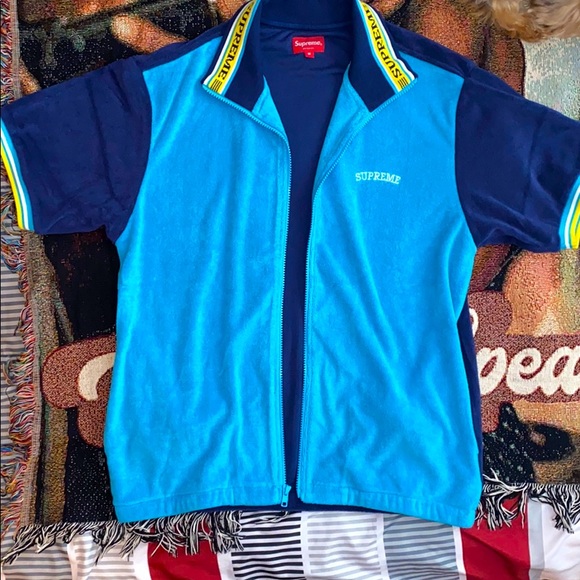 トップス Supreme 21ss zip up polo Supreme 21SS/Hex Zip Up Polo/M/Cotton/BLK/All-over pattern